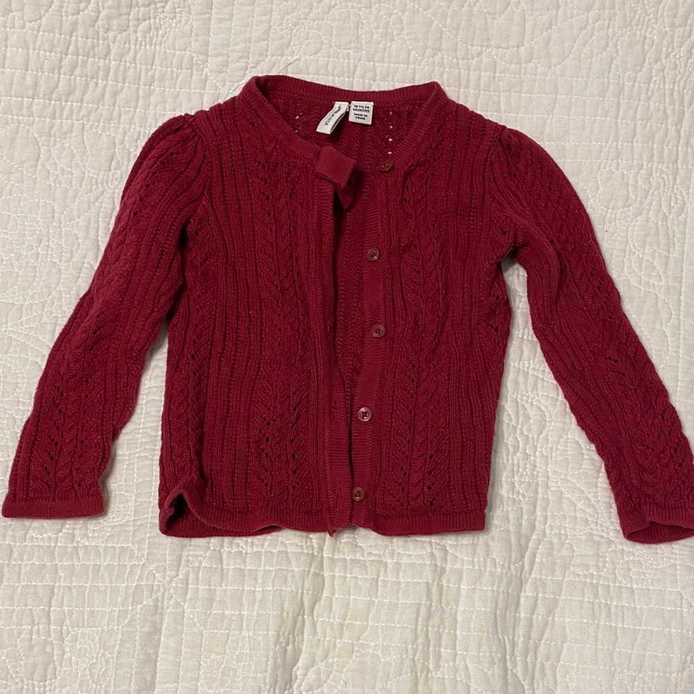 Janie and Jack Red Cable Knit Cardigan